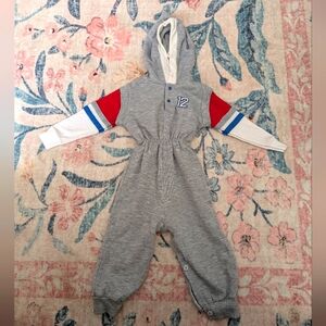 Vintage‎ JCP Toddletime Gray Hooded Baby Jumpsuit